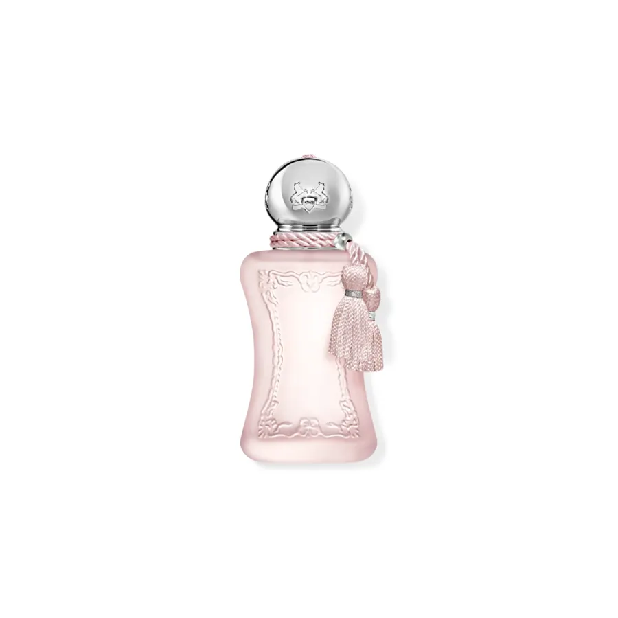 Delina La Rosée eau de parfum by Parfums de Marly, a pale pink bottle.